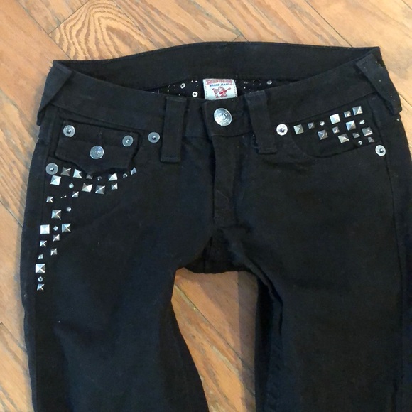 True Religion Julie Skinny Black Studded Jeans 25 - Picture 2 of 6